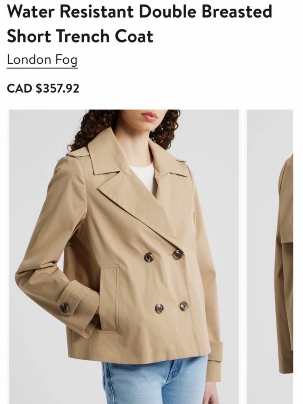London Fog Cropped Double-Breasted Trench Coat - Camel/Tan